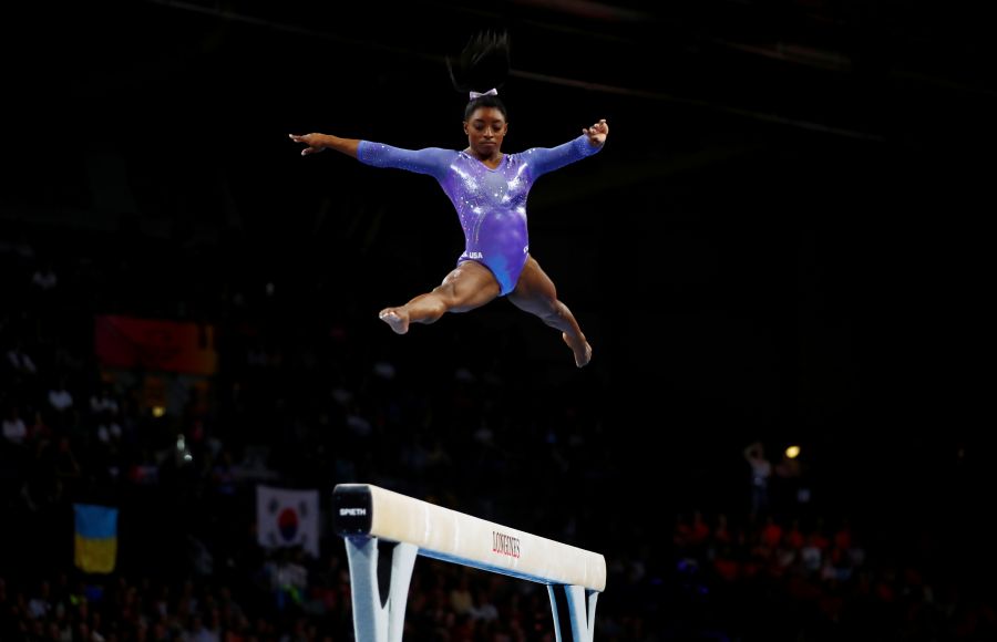 Biles dazzles on floor to win record 25th world championship medal